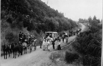 Group of people travelling on the Palmerston North Ashhurst Road original