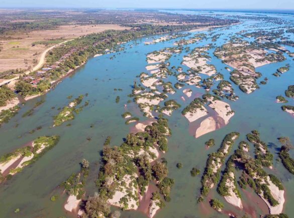 Sand bars and Island on the Mekong River in Cambodia