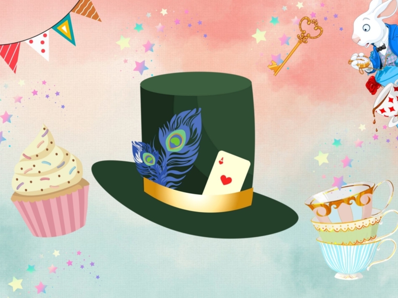 Blue Pink Wonderland Birthday Party Invitation Card